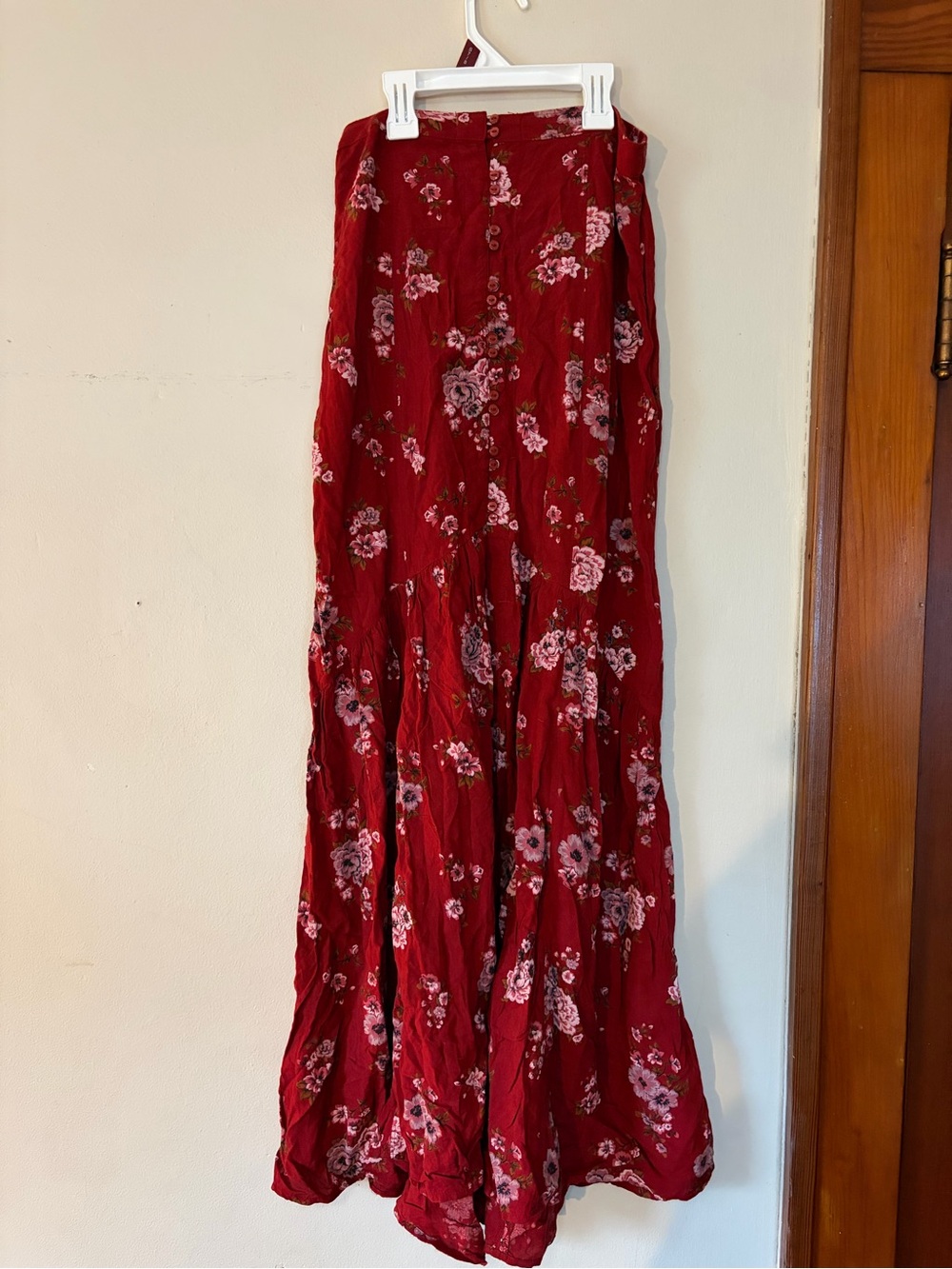 American Eagle Outfitters Red Floral Tiered Maxi Skirt
